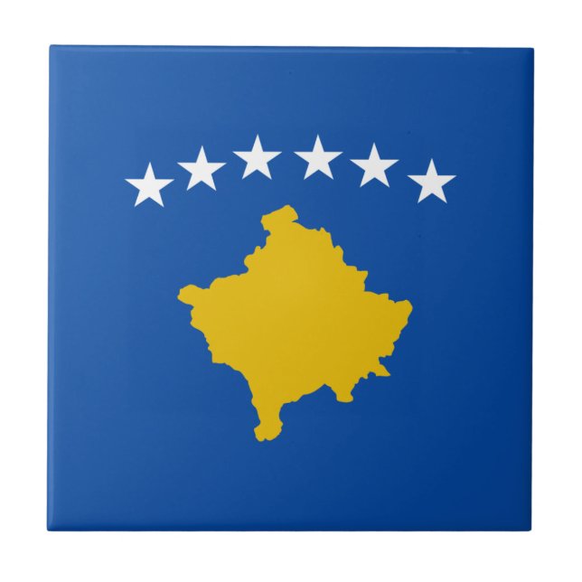Cerâmica Azulejo da bandeira de Kosovo (Frente)