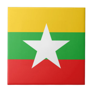 Cerâmica Azulejo da Bandeira de Myanmar
