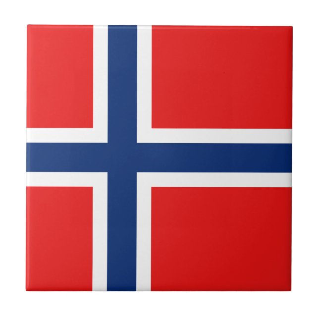 Cerâmica Azulejo da bandeira de Noruega (Frente)