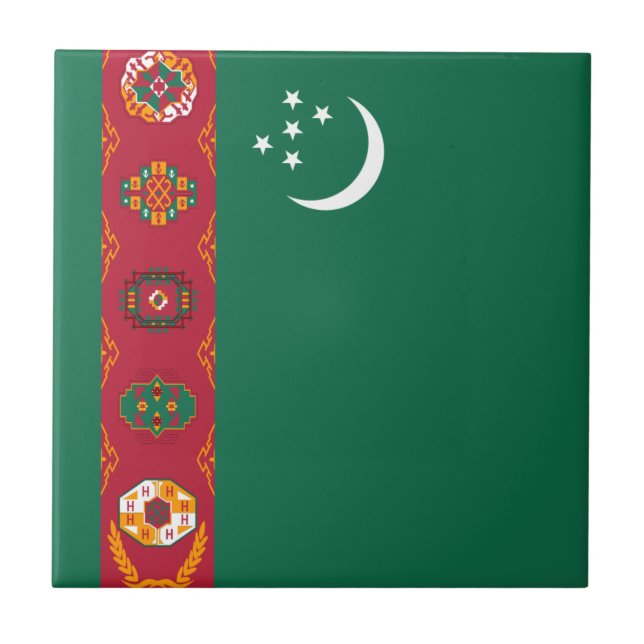 Cerâmica Azulejo da bandeira de Turkmenistan (Frente)