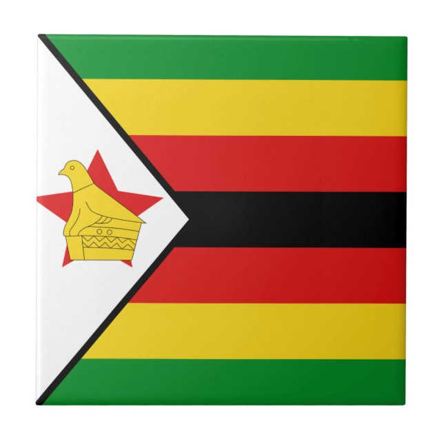Cerâmica Azulejo da bandeira de Zimbabwe (Frente)