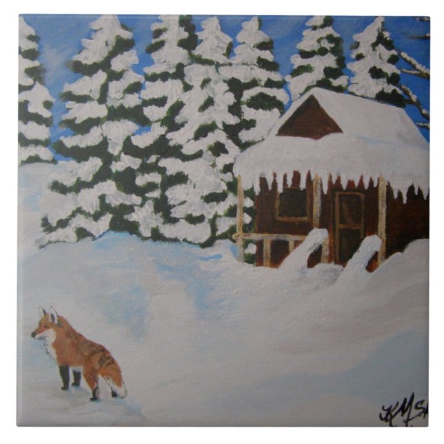 Cerâmica Azulejo da Cena de Inverno (Frente)