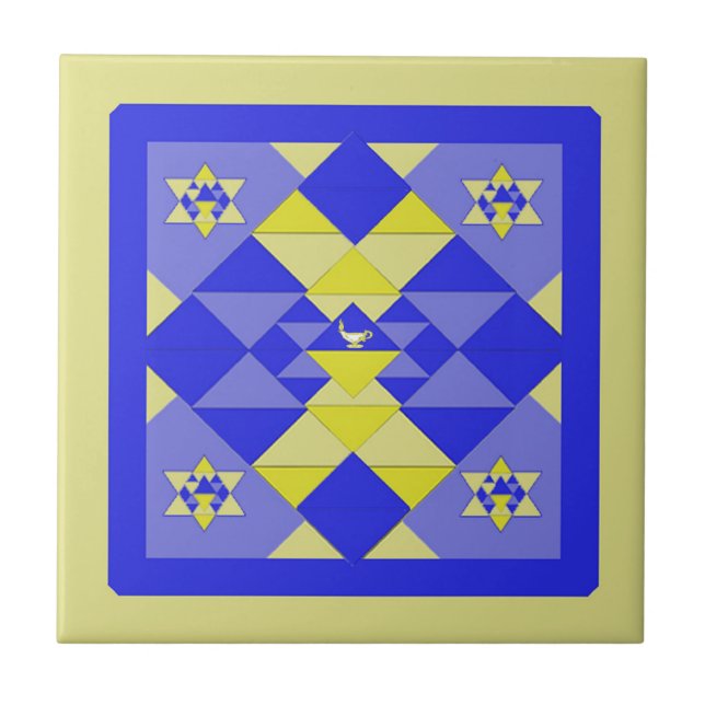 Cerâmica Azulejo da edredão de Hanukkah (Frente)