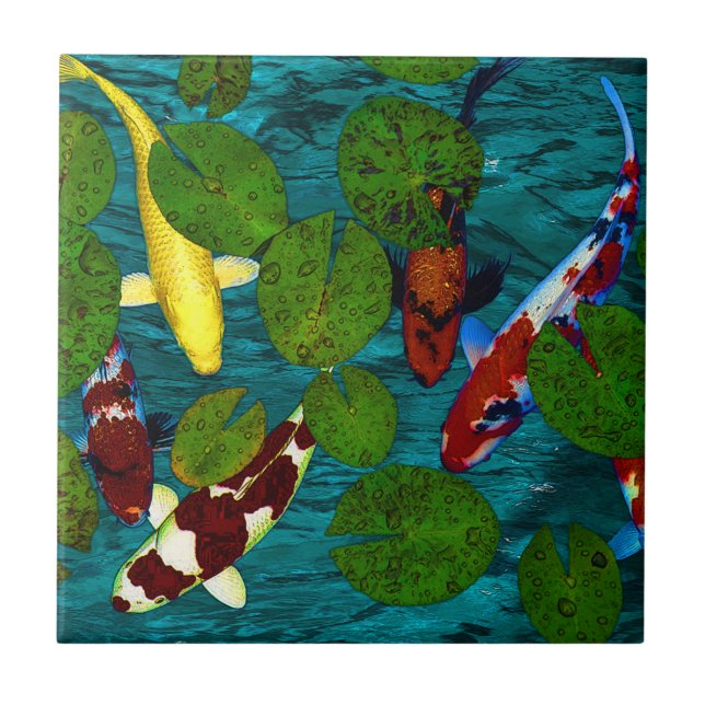 Cerâmica Azulejo da LAGOA de KOI (Frente)