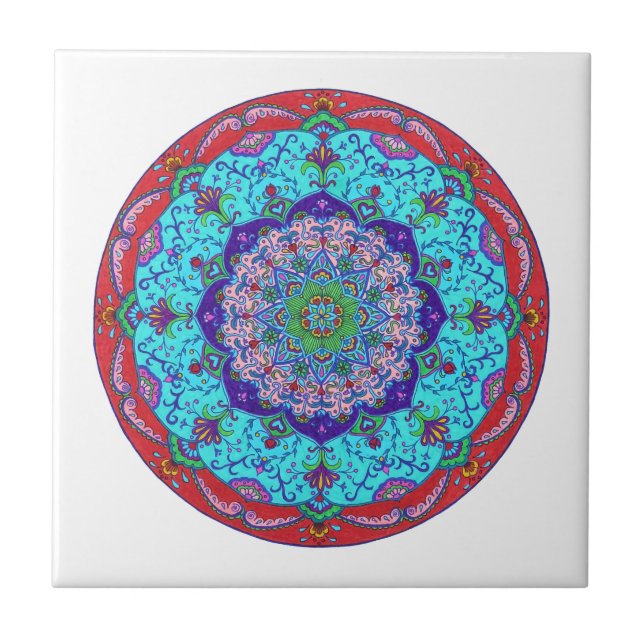 Cerâmica Azulejo da mandala da flor de Lotus, azulejo da (Frente)