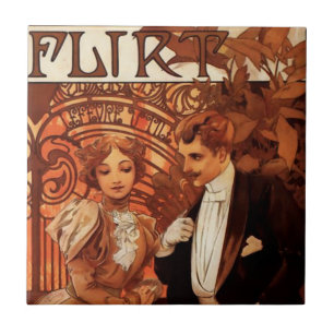 Cerâmica Azulejo da namoradeira de Alphonse Mucha
