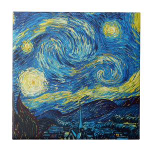 Cerâmica Azulejo da noite estrelado de Van Gogh