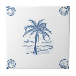 Cerâmica Azulejo da palmeira de Delft com cantos de Shell