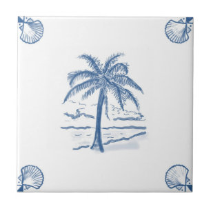 Cerâmica Azulejo da palmeira de Delft com cantos de Shell