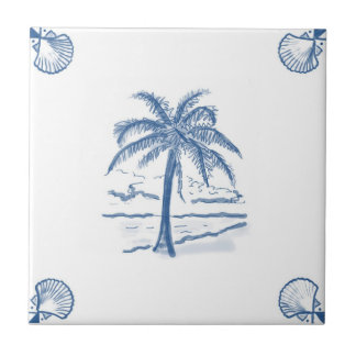 Cerâmica Azulejo da palmeira de Delft com cantos de Shell