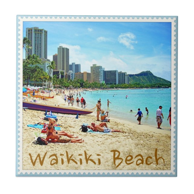 Cerâmica Azulejo da praia de Waikiki (Frente)