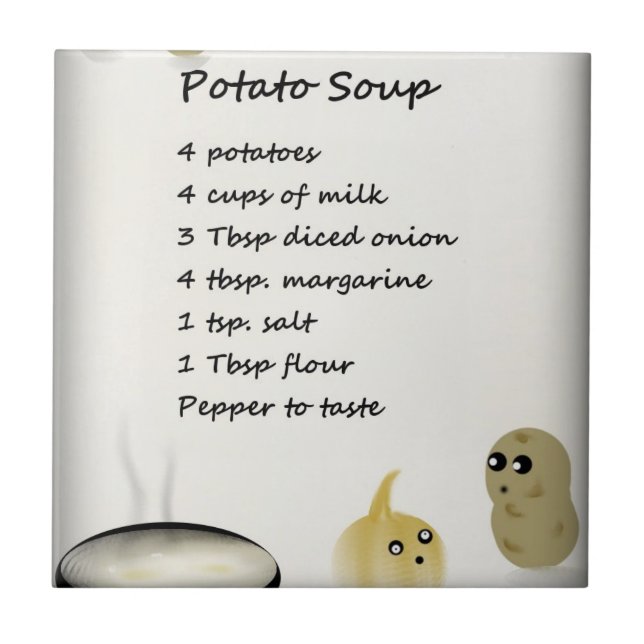 Cerâmica Azulejo da receita da sopa de batata (Frente)