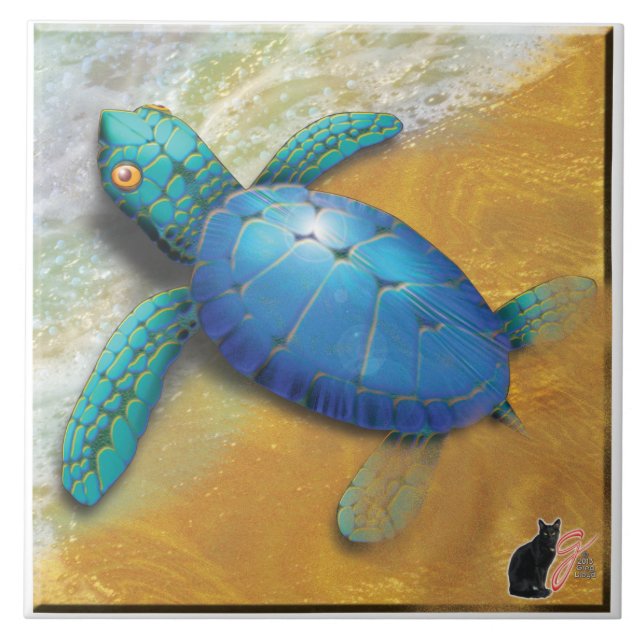 Cerâmica Azulejo da tartaruga de mar (Frente)