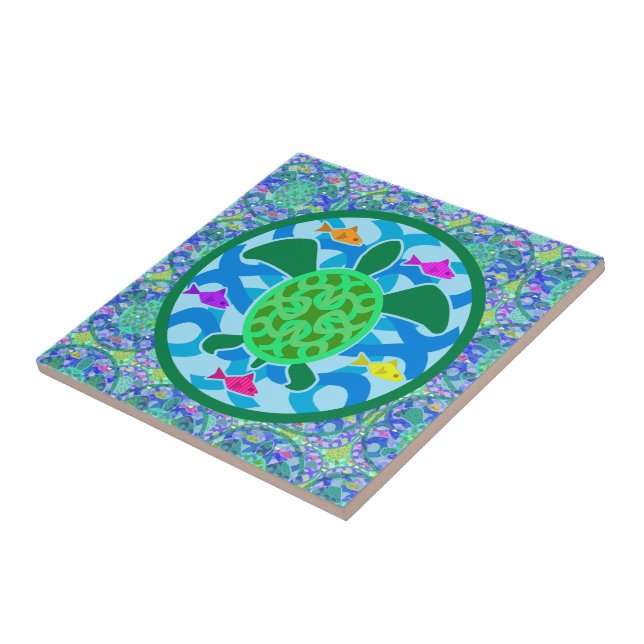 Cerâmica Azulejo da tartaruga de mar verde (Lateral)