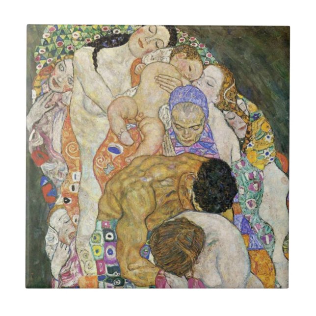 Cerâmica Azulejo da vida e da morte de Gustavo Klimt (Frente)