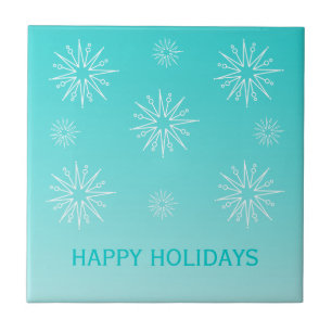Cerâmica Azulejo das Estrelas de Natal surpreendentes, Aqua