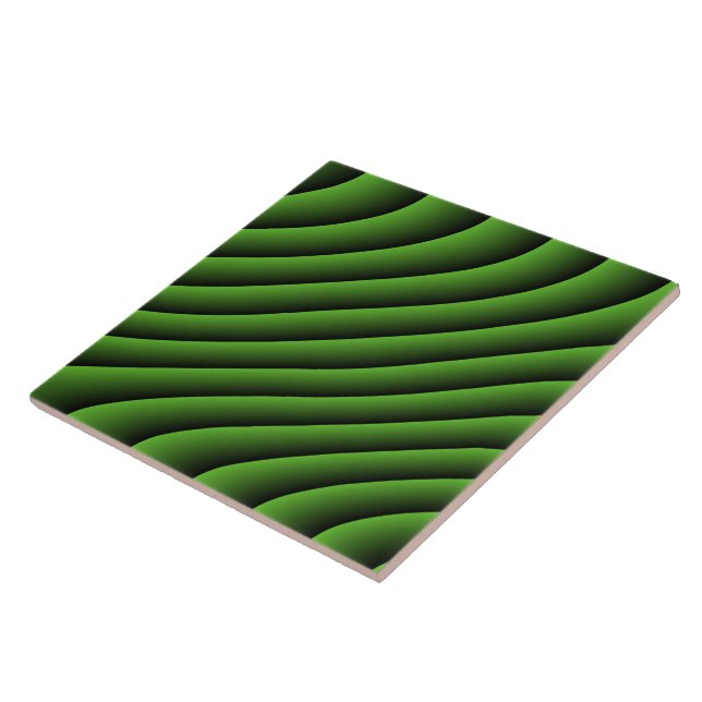 Cerâmica Azulejo das Linhas de Onda Verde Hipnótico (Lateral)