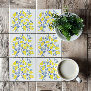 Cerâmica Azulejo das vinhas de limão amarelas e azuis