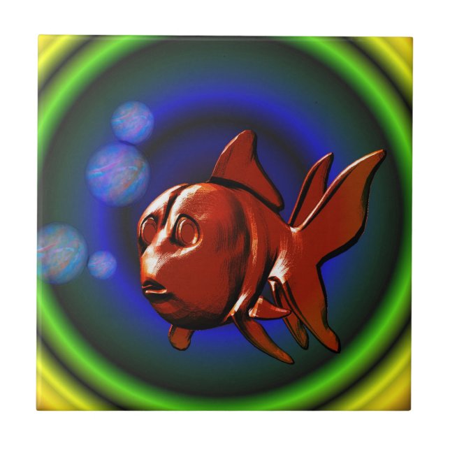 Cerâmica Azulejo de Abstrato de Arte de Peixe-Justo (Frente)