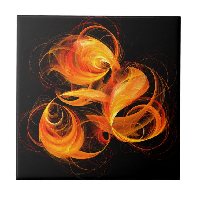 Cerâmica Azulejo de Abstrato de Arte Fireball (Frente)