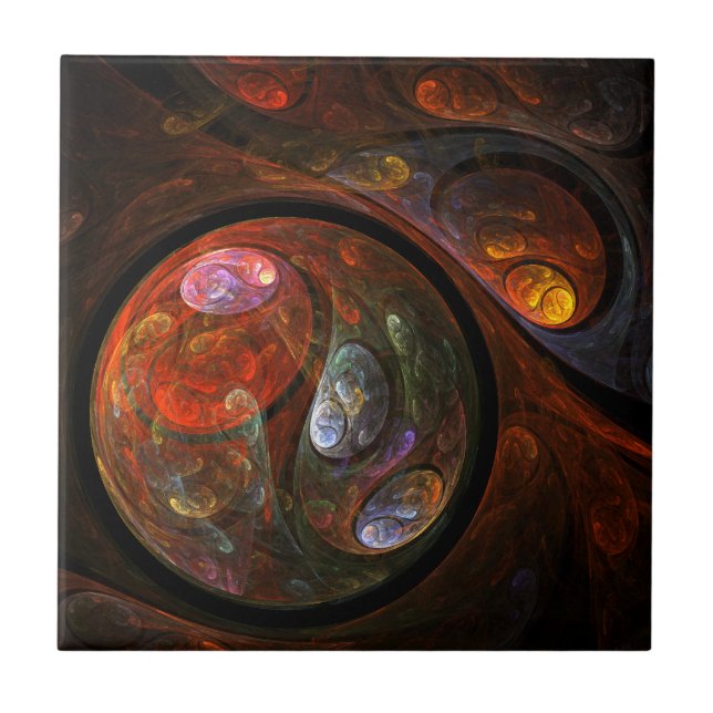 Cerâmica Azulejo de Abstrato de Conexão Fluid (Frente)