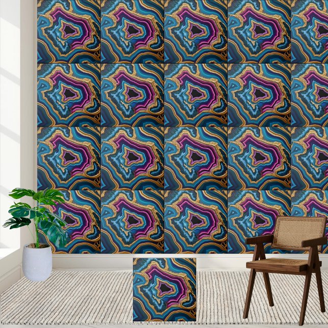 Cerâmica Azulejo de Agate de Geodo do Abstrato de luxo (Luxury Abstract Geode Agate Tile)