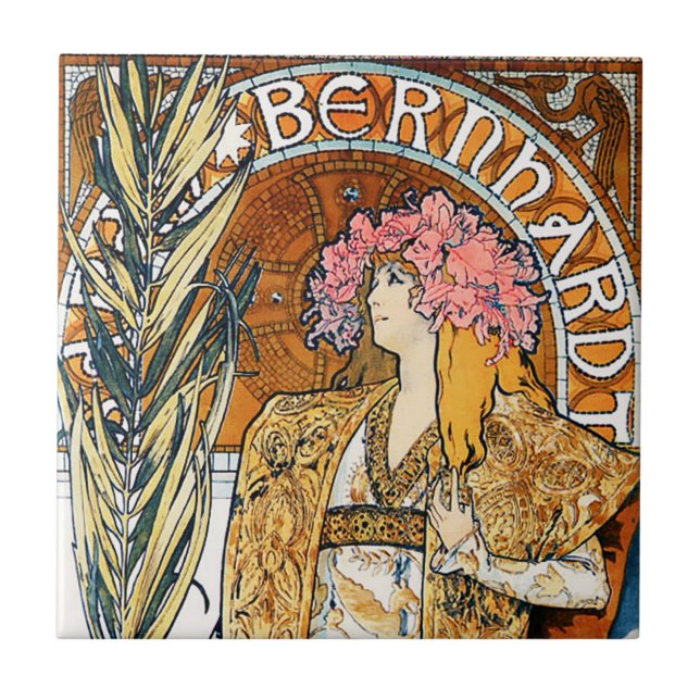 Cerâmica Azulejo de Alphonse Mucha Gismonda (Frente)