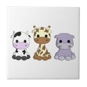 Cerâmica Azulejo de animação da girafa de vaca branca