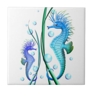 Cerâmica Azulejo de animação de cavalos marinhos