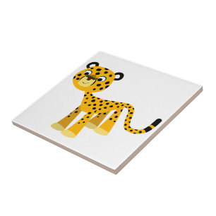 Cerâmica Azulejo de animação feliz e giro Cheetah