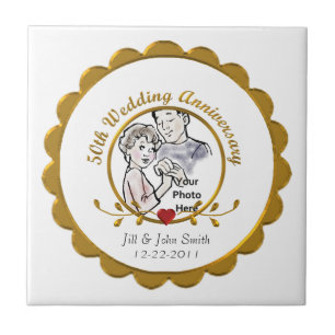 Cerâmica azulejo de aniversário de 50 anos de casamento