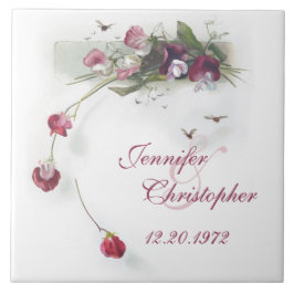 Cerâmica Azulejo de aniversário de ervilhas doces