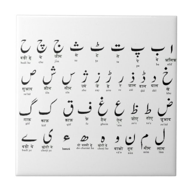 Cerâmica Azulejo de Aphabet do Urdu (Frente)