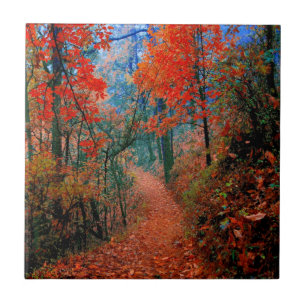 Cerâmica Azulejo de Aquarela Floresta Pintada Chama de Outo