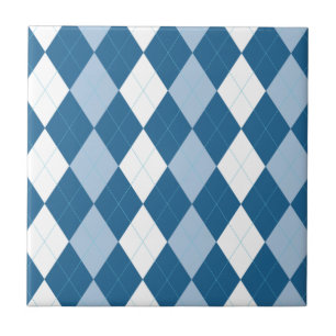 Cerâmica Azulejo de Argyle Azul e Branco