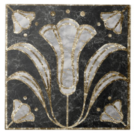 Cerâmica Azulejo de Art Deco Marble Floral. Flores Bluebell
