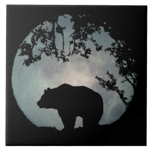 Cerâmica Azulejo de Arte Bear Moon Completo