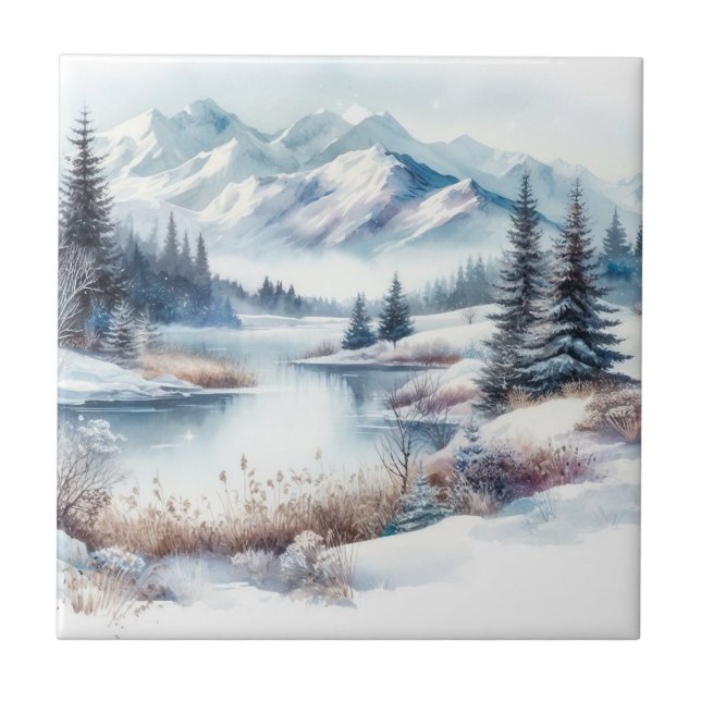 Cerâmica Azulejo de Arte da Paisagem de Inverno (Frente)