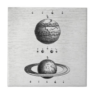Cerâmica Azulejo de Arte de Planetas de Astronomia Vintage