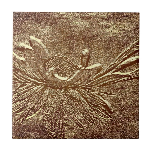 Cerâmica Azulejo de Arte Floral de Margarida Envelhecida Te (Frente)