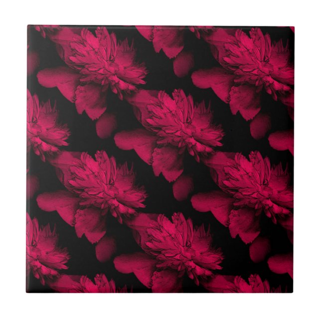 Cerâmica Azulejo de Arte Floral de Peões Vermelhos (Frente)