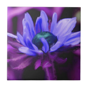 Cerâmica Azulejo de Arte Floral de Pintura de Daisy Roxo
