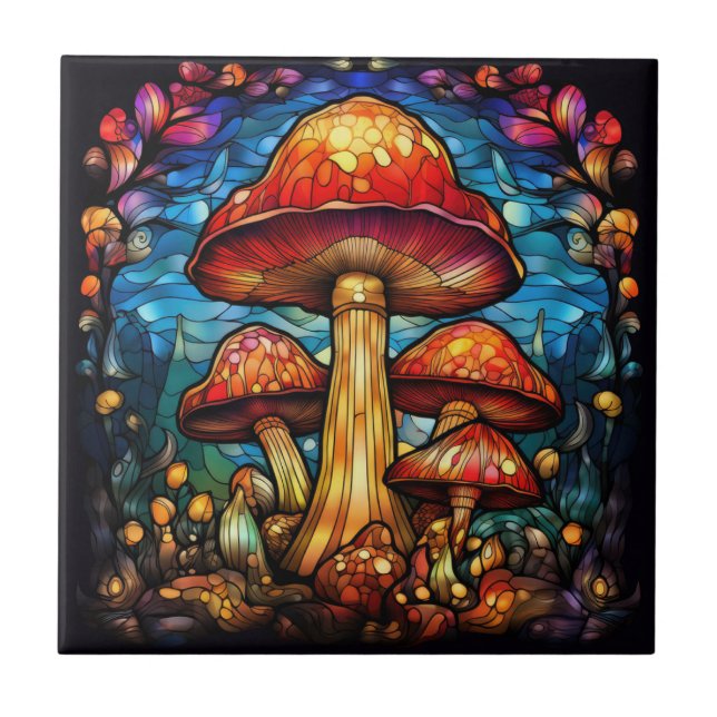 Cerâmica Azulejo de Arte Mushroom (Frente)