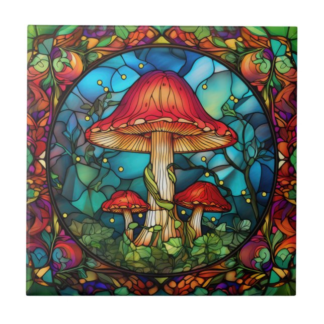 Cerâmica Azulejo de Arte Mushroom (Frente)