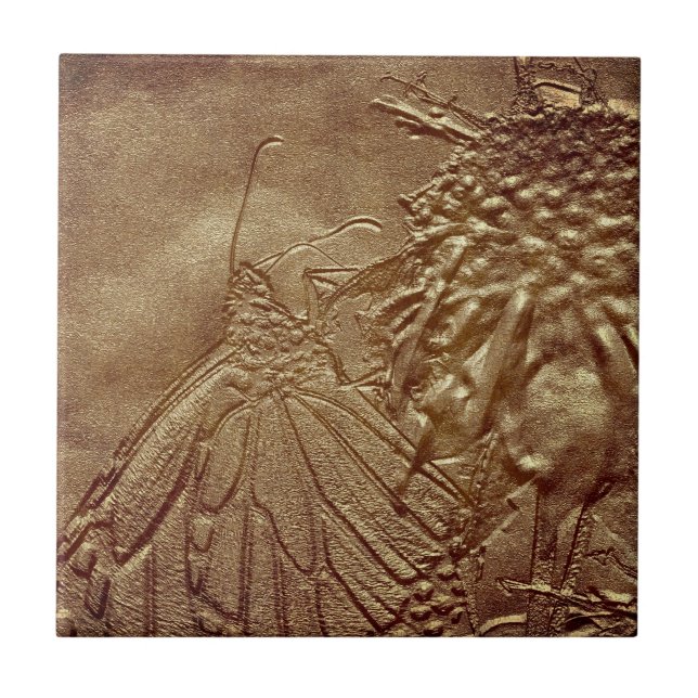 Cerâmica Azulejo de Arte Natural da Borboleta Envelhecida T (Frente)