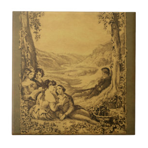 Cerâmica Azulejo de Arte Picnic Victoriano