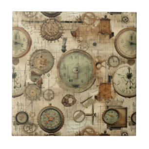 Cerâmica Azulejo de Arte Steampunk Grunge