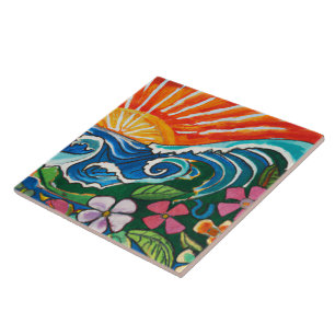 Cerâmica Azulejo de arte tropical e havaiana