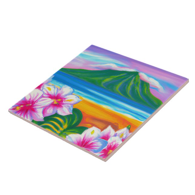 Cerâmica Azulejo de arte tropical e havaiana (Lateral)