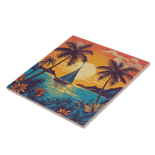Cerâmica Azulejo de arte tropical e havaiana